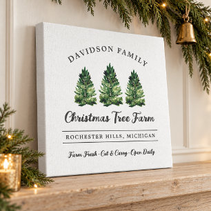 Aangepaste Kerstboomgaard Vakantie voor Familie Canvas Afdruk