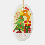 Aangepaste kerstboomginger-kattenversiering keramisch ornament (Rechts)