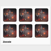 Aangepaste kerstboomkleuring vierkante sticker (Vel)