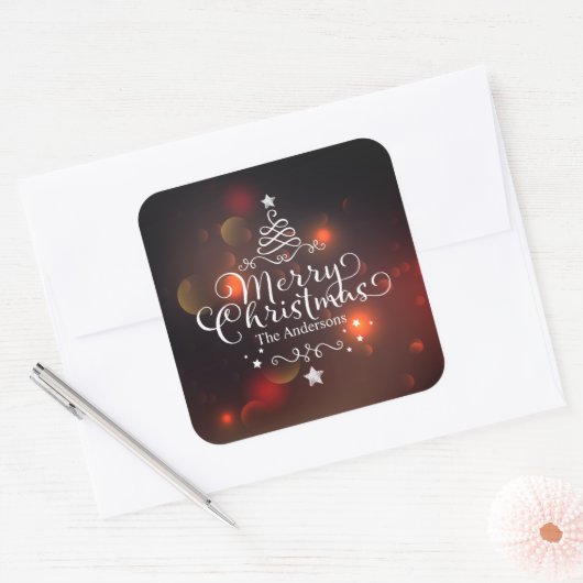 Aangepaste kerstboomkleuring vierkante sticker (Envelop)