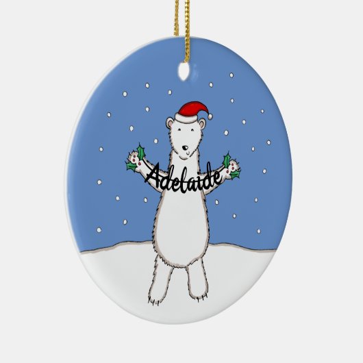 Aangepaste kerstboomstructuur met Beer Keramisch Ornament (Rechts)