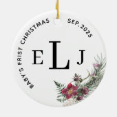 Aangepaste kerstboomversiering voor baby's eerste keramisch ornament (Achterkant)