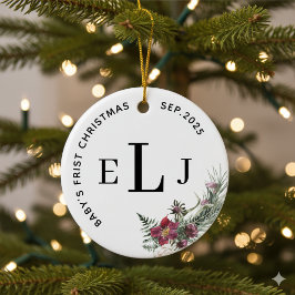 Aangepaste kerstboomversiering voor baby's eerste keramisch ornament