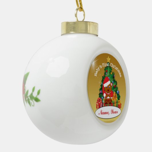 Aangepaste kerstboomversiering voor baby's keramische bal ornament (Links)
