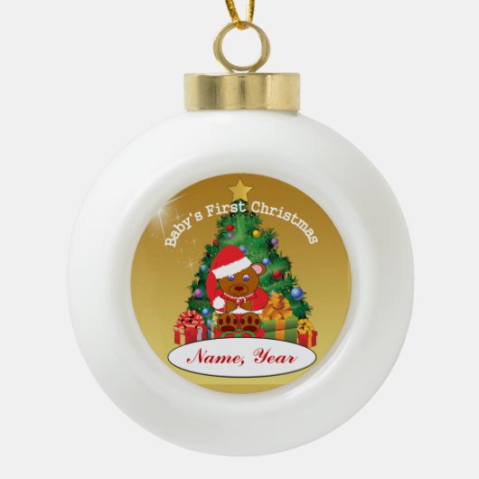 Aangepaste kerstboomversiering voor baby's keramische bal ornament (Voorkant)