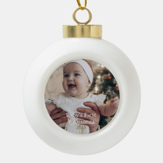 Aangepaste kerstboomversiering voor baby's keramische bal ornament (Voorkant)