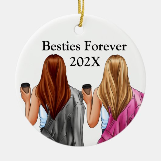 Aangepaste kerstboomversiering voor Bestie-vriende Keramisch Ornament (Voorkant)