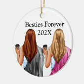 Aangepaste kerstboomversiering voor Bestie-vriende Keramisch Ornament (Links)