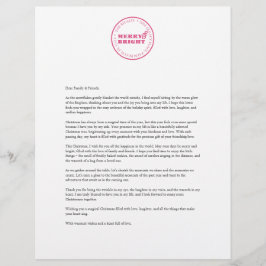 Aangepaste Kerstbrief Sjabloon Roze Briefhoofd