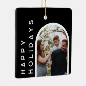 Aangepaste kerstcadeau | Familiefoto Keramisch Ornament (Rechts)