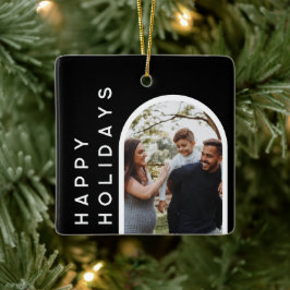 Aangepaste kerstcadeau | Familiefoto Keramisch Ornament