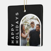 Aangepaste kerstcadeau | Familiefoto Keramisch Ornament (Links)