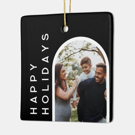 Aangepaste kerstcadeau | Familiefoto Keramisch Ornament (Links)