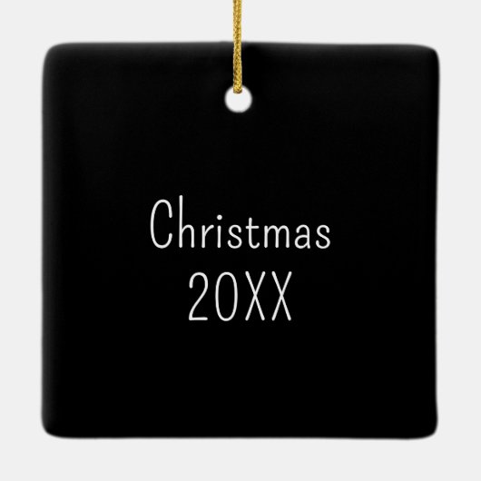 Aangepaste kerstcadeau | Familiefoto Keramisch Ornament (Achterkant)