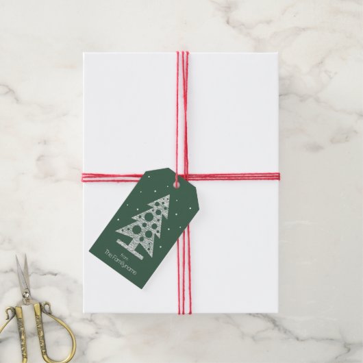 Aangepaste Kerstcadeau Label met Abstracte Boom Cadeaulabel (Met Touw)