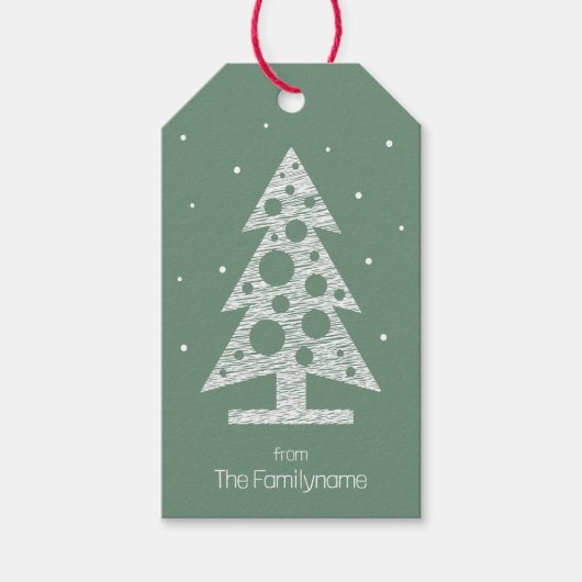 Aangepaste Kerstcadeau Label met Abstracte Boom Cadeaulabel (Voorkant)