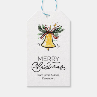 Aangepaste kerstcadeau Tags Waterverf Bell Cadeaulabel