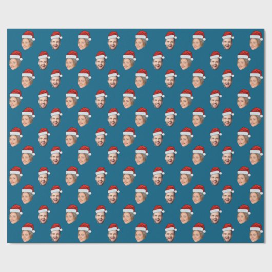 Aangepaste Kerstcadeau Wrap met Gezicht Santa Hat Cadeaupapier (Vlak)