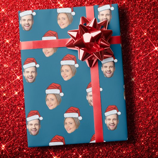 Aangepaste Kerstcadeau Wrap met Gezicht Santa Hat Cadeaupapier