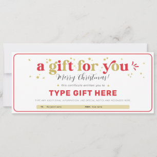 Aangepaste kerstcadeaubon certificaat sjabloon kaart