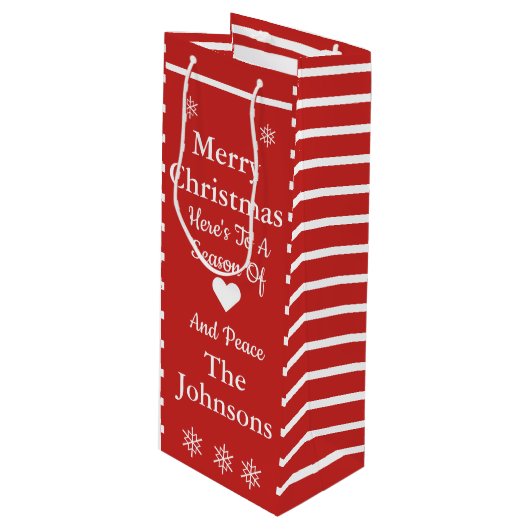 Aangepaste kerstcadeautas wijn cadeautas (Voorkant Gekanteld)