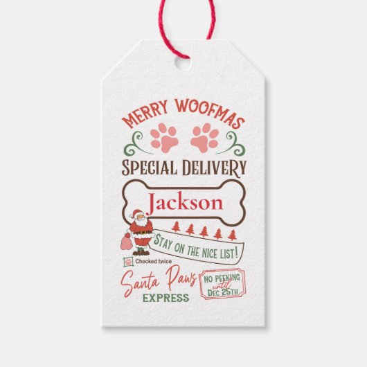 Aangepaste kerstcadeautassen voor daken met kerst cadeaulabel (Voorkant)