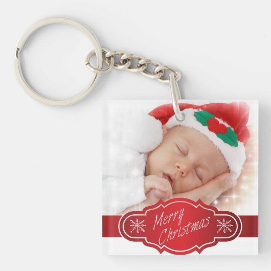 Aangepaste kerstcadeautjes voor foto's - sleutelhanger (voorkant)
