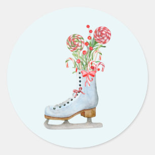 Aangepaste kerstcadeschoen met kerstcadeaus ronde sticker