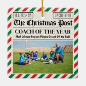 Aangepaste Kerstcoach Cadeau Sport Krant Coach Keramisch Ornament (Achterkant)