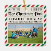 Aangepaste Kerstcoach Cadeau Sport Krant Coach Keramisch Ornament (Voorkant)