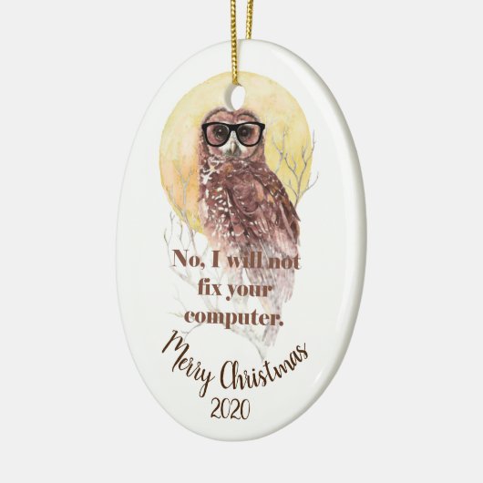 Aangepaste kerstcomputer geek fun owl keramisch ornament (Links)