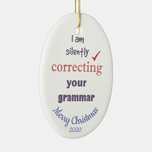 Aangepaste kerstcorrectie Grammar Fun Keramisch Ornament (Rechts)