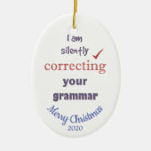 Aangepaste kerstcorrectie Grammar Fun Keramisch Ornament (Voorkant)