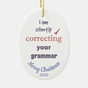 Aangepaste kerstcorrectie Grammar Fun Keramisch Ornament