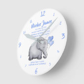 Aangepaste kerstdatum Baby Blauwe olifant Ronde Klok (Hoek)