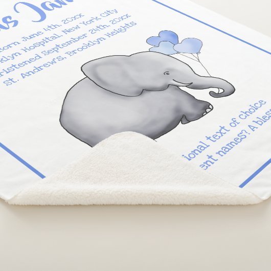 Aangepaste kerstdatum Baby Blauwe olifant Sherpa Deken (3/4)
