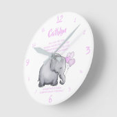 Aangepaste kerstdatum Baby Roze olifant Ronde Klok (Hoek)