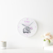 Aangepaste kerstdatum Baby Roze olifant Ronde Klok (Huis)