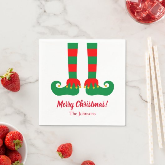 Aangepaste kerstfeest servetten met schattige elf (Insitu)