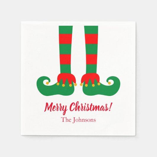 Aangepaste kerstfeest servetten met schattige elf (Voorkant)
