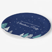 Aangepaste kerstfeest winterbomen blauw papieren bordje (Gekanteld)