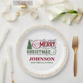 Aangepaste kerstfeestborden voor bedrijven en kant papieren bordje