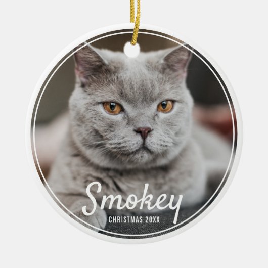 Aangepaste kerstfeestdag met foto's keramisch ornament (Voorkant)