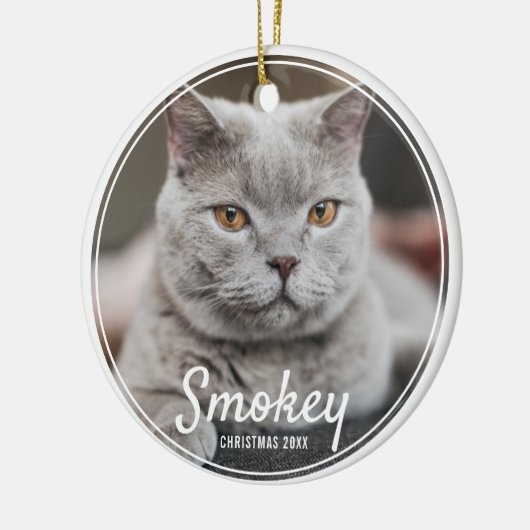 Aangepaste kerstfeestdag met foto's keramisch ornament (Links)