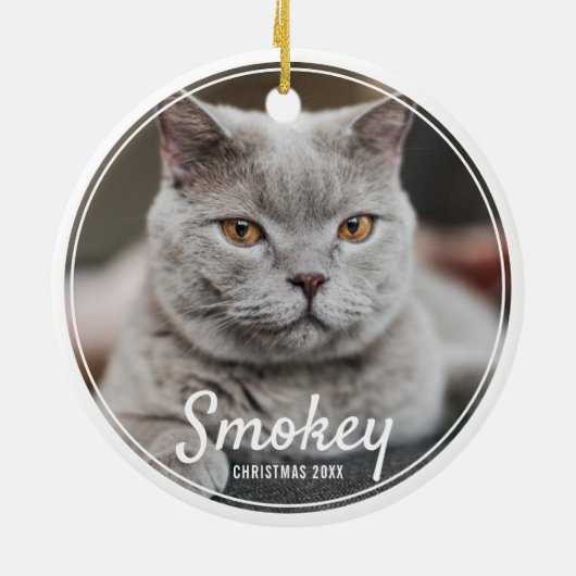 Aangepaste kerstfeestdag met foto's keramisch ornament (Achterkant)