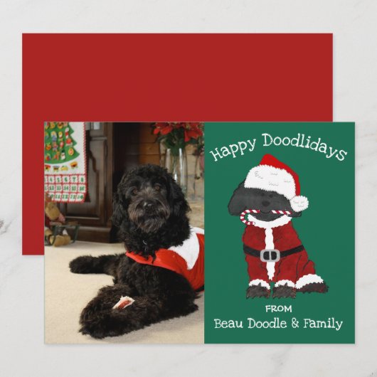 Aangepaste kerstfeestdag met labradole Santa Holid (Voorkant / Achterkant)