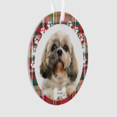 Aangepaste kerstfeestdag met sjiitische Tzu Dog Pe Ornament (voorkant)