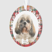 Aangepaste kerstfeestdag met sjiitische Tzu Dog Pe Ornament (voorkant)