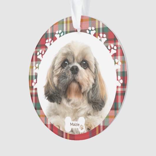 Aangepaste kerstfeestdag met sjiitische Tzu Dog Pe Ornament (voorkant)