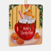 Aangepaste kerstfeestdag met warme chocolade keramisch ornament (Rechts)